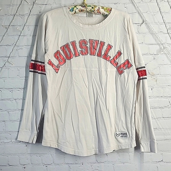 2015 Victoria's Secret PINK Sequins Louisville Cardinals Cards Long Sleeve Sz S - Picture 4 of 17